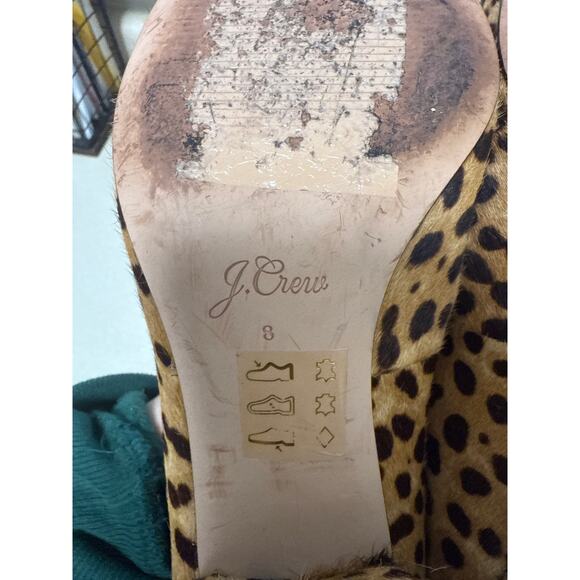 J. Crew Block-heel Pumps in Leopard Calf Hair Square Toe Size 8 - Picture 8 of 8